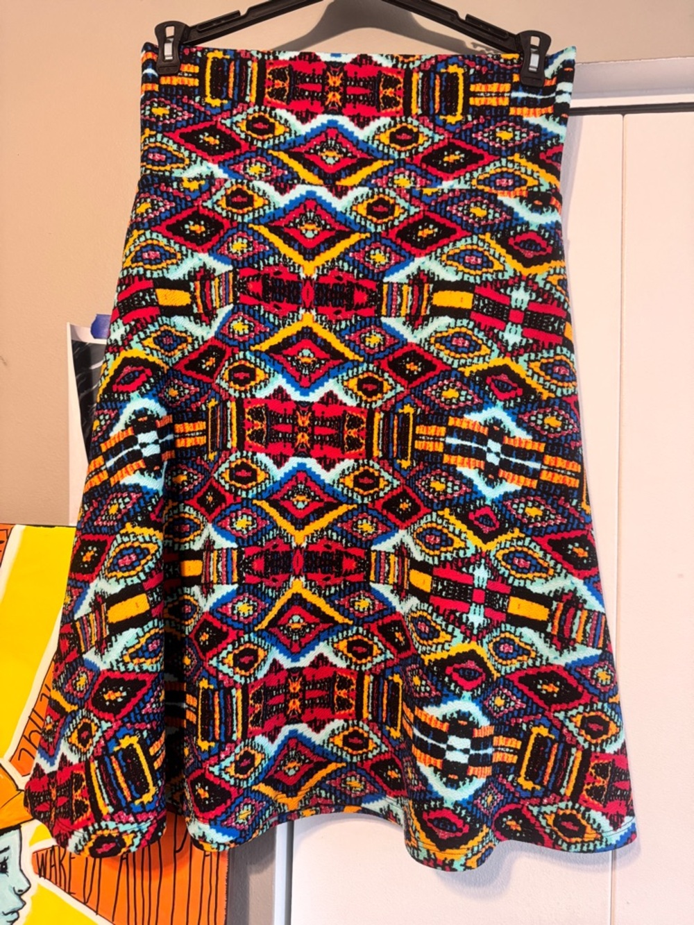 Bright Southwestern A-Line Skirt Red Orange Blue Western Cowgirl sz medium - Picture 3 of 6